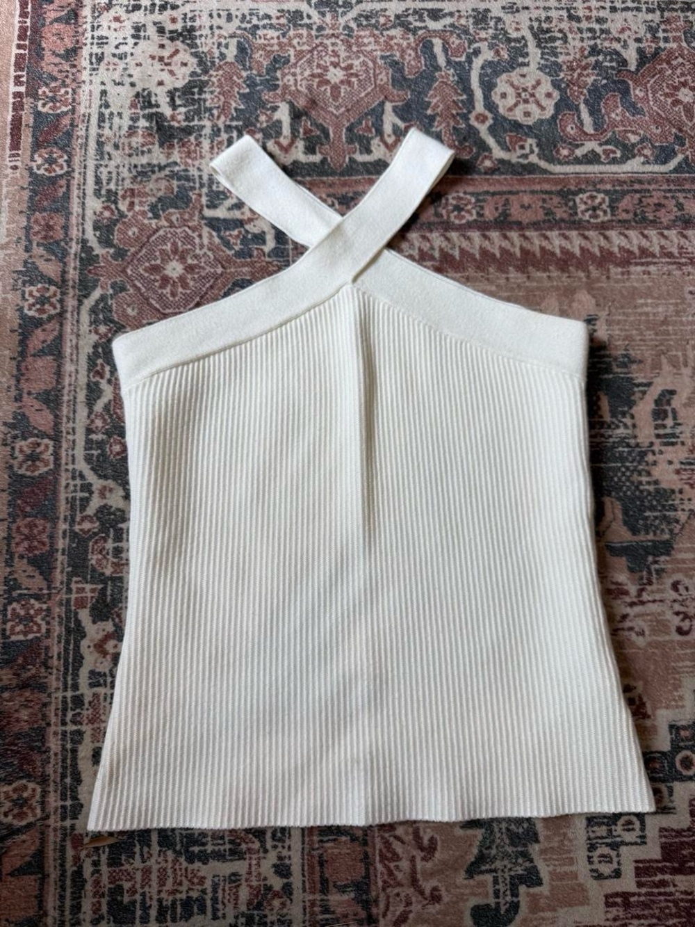 Marled Cream Ribbed Cross-Strap Tank